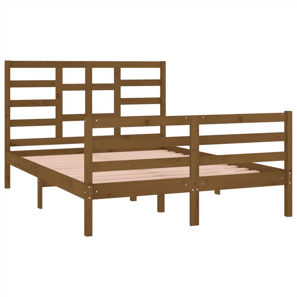 Bed Frame Honey Brown Solid Wood 135x190 Cm 4FT6 Double 9 Bed Frame Honey Brown Solid Wood 135x190 cm 4FT6 Double