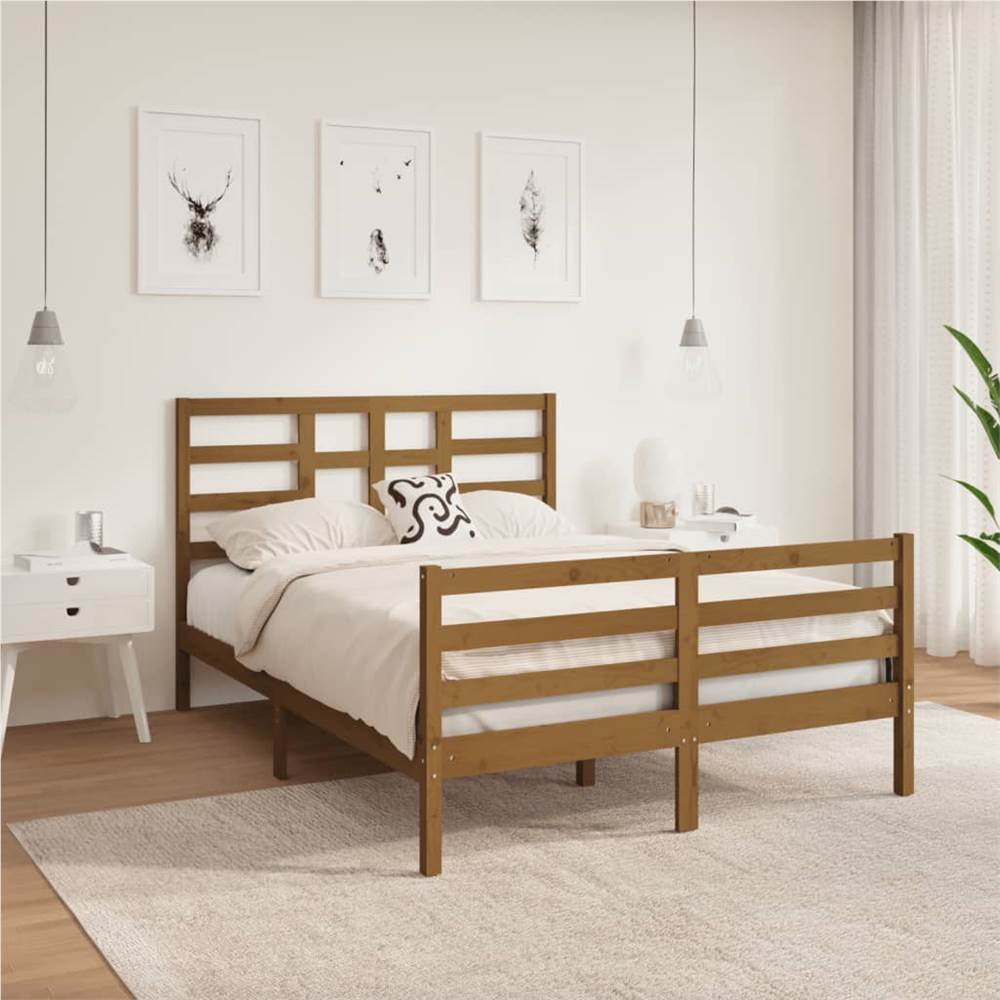 

Bed Frame Honey Brown Solid Wood 140x190 cm