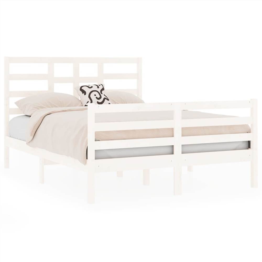 Bed Frame White Solid Wood 120x190 cm 4FT Small Double