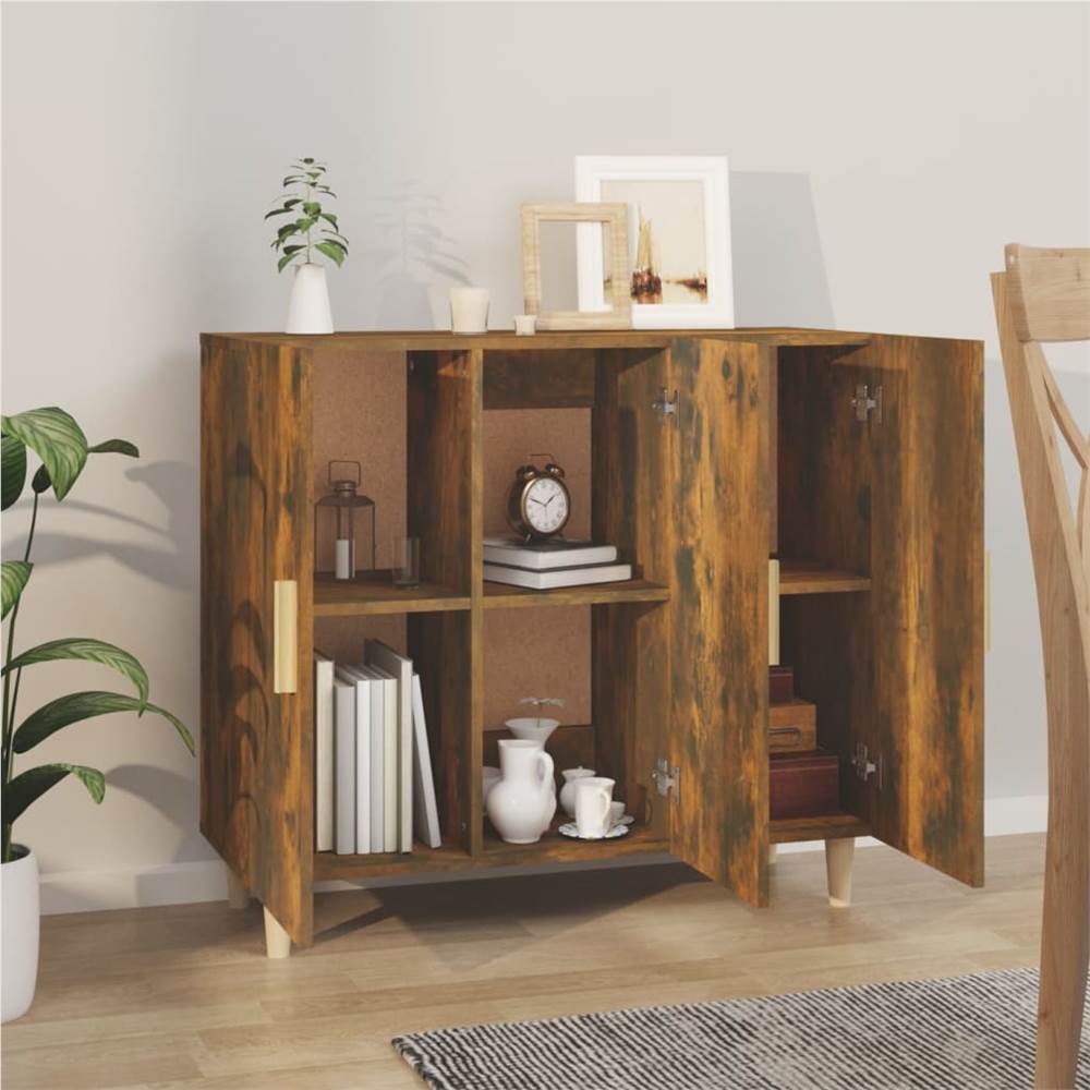 Sideboard Smoked Oak 90x34x80 cm Engineered Wood