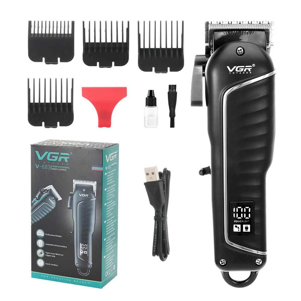 VGR V-683 Elektrischer Haarschneider, wiederaufladbarer Haarschneider, Friseur-Haarschnittmaschine, LED-Smart-Bildschirm, 2000-mAh-Akku