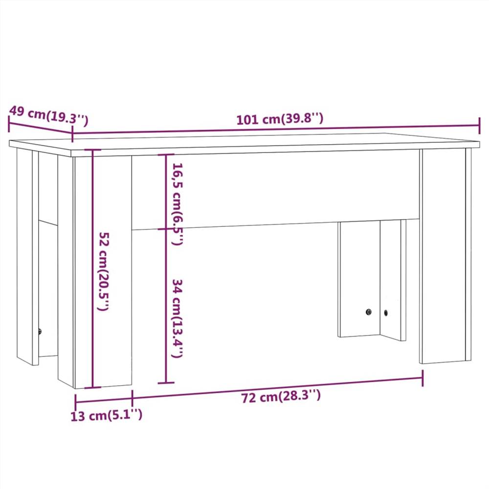 Coffee Table Concrete Grey 101x49x52 cm Engineered Wood