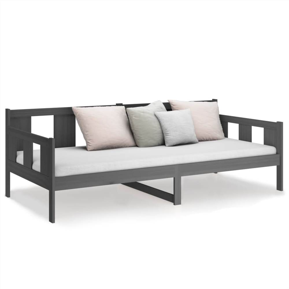 Day Bed Grey Solid Wood Pine 80x200 cm