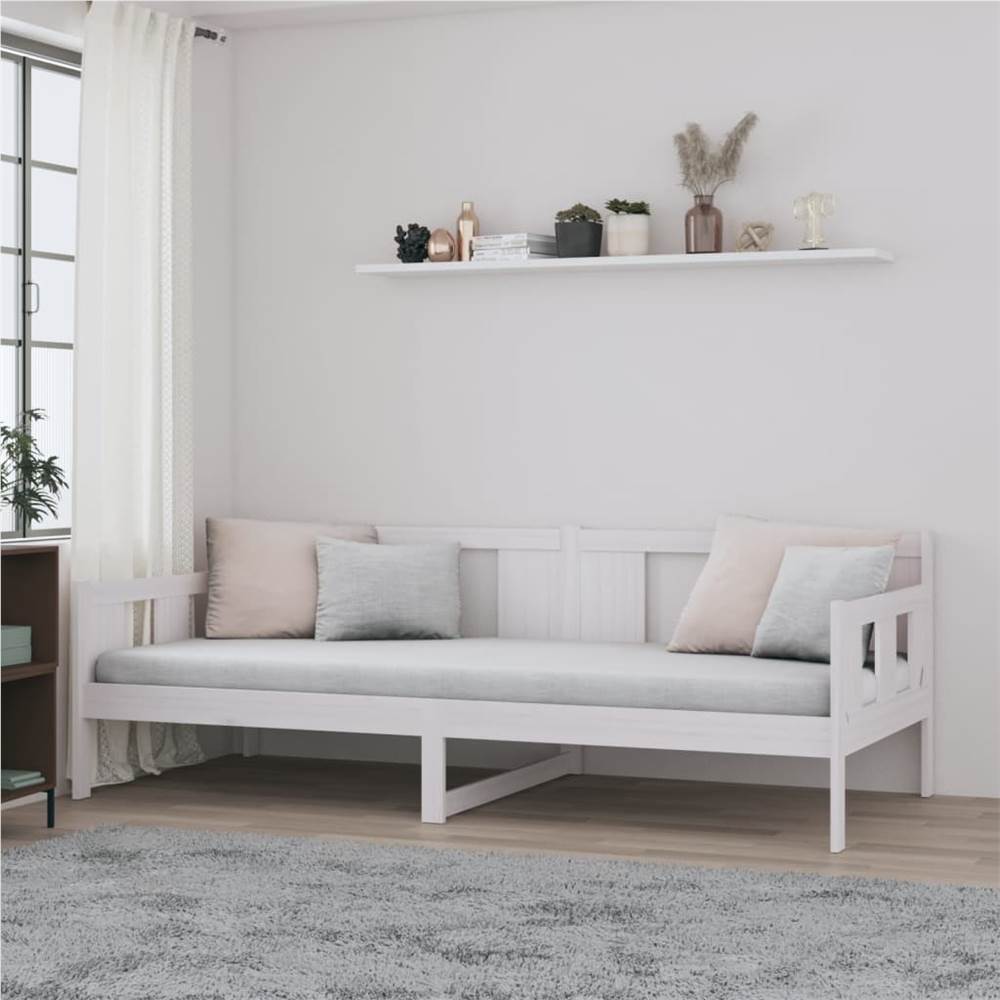 Day Bed White Solid Wood Pine 80x200 cm