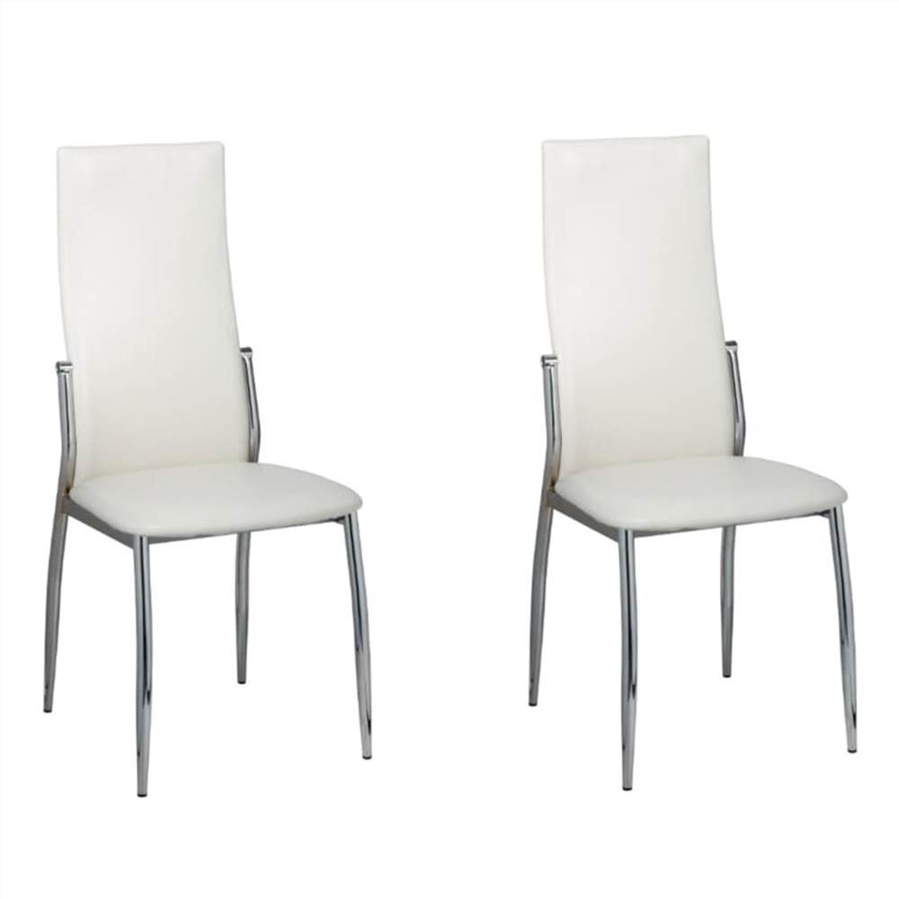 Dining Chairs 2 Pcs White Faux Leather 7 Dining Chairs 2 pcs White Faux Leather