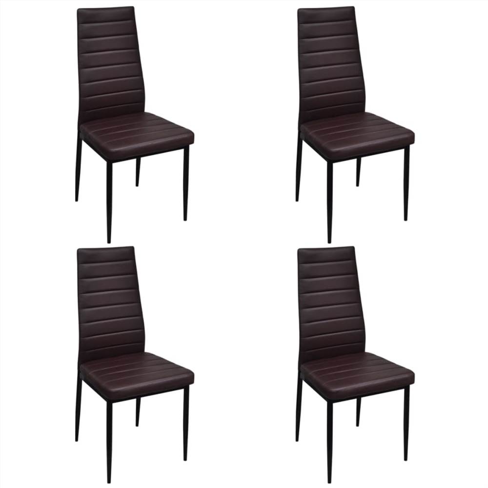 Dining Chairs 4 Pcs Brown Faux Leather 7 Dining Chairs 4 pcs Brown Faux Leather