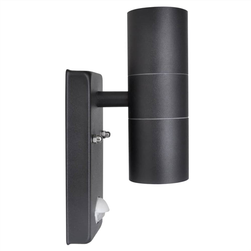 LED Wall Lamp Stainless Steel Cylinder Shape Black Sensor