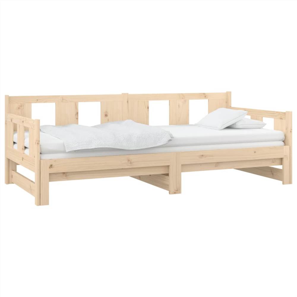 Pullout Day Bed Solid Wood Pine 2x(90x200) cm