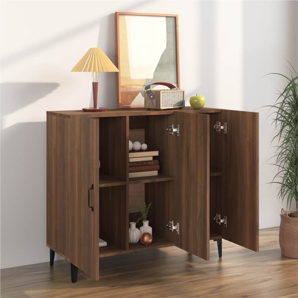 Sideboard Brown Oak 90x34x80 Cm Engineered Wood 8 Sideboard Brown Oak 90x34x80 cm Engineered Wood