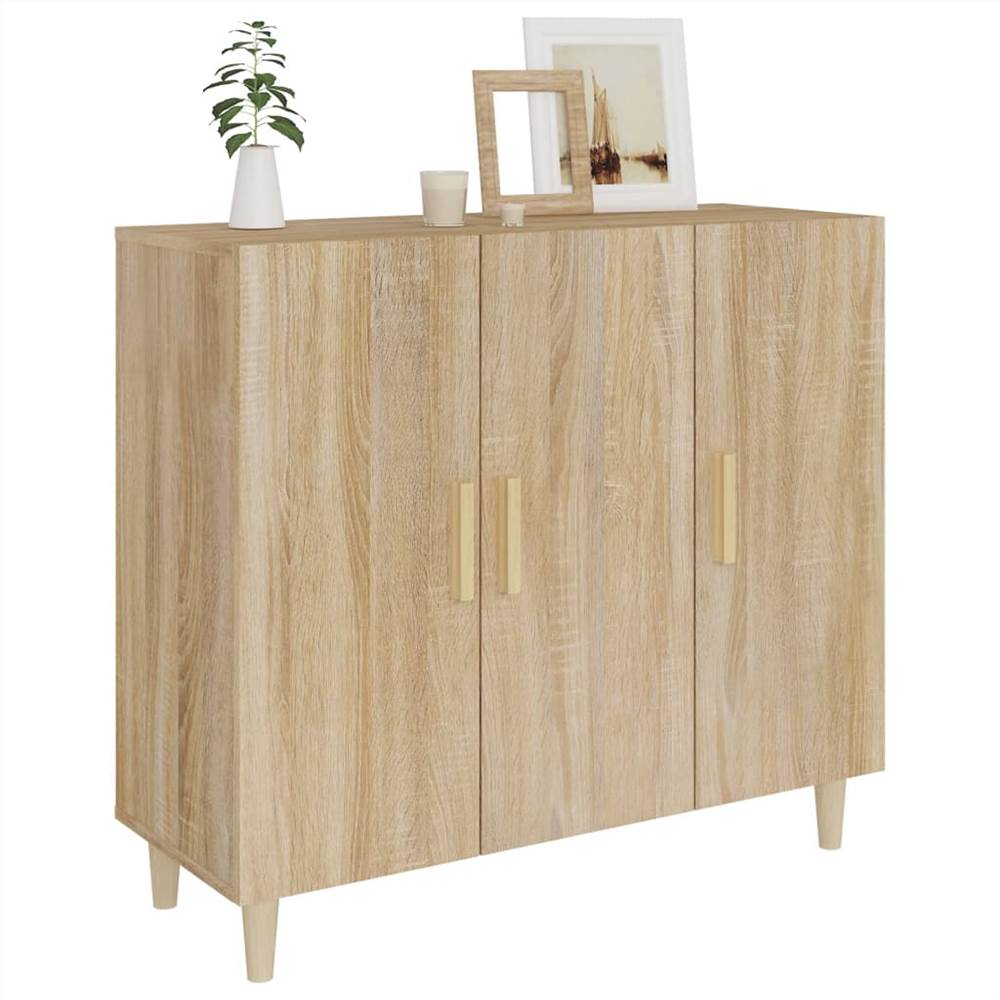 Sideboard Sonoma Oak 90x34x80 Cm Engineered Wood 12 Sideboard Sonoma Oak 90x34x80 cm Engineered Wood