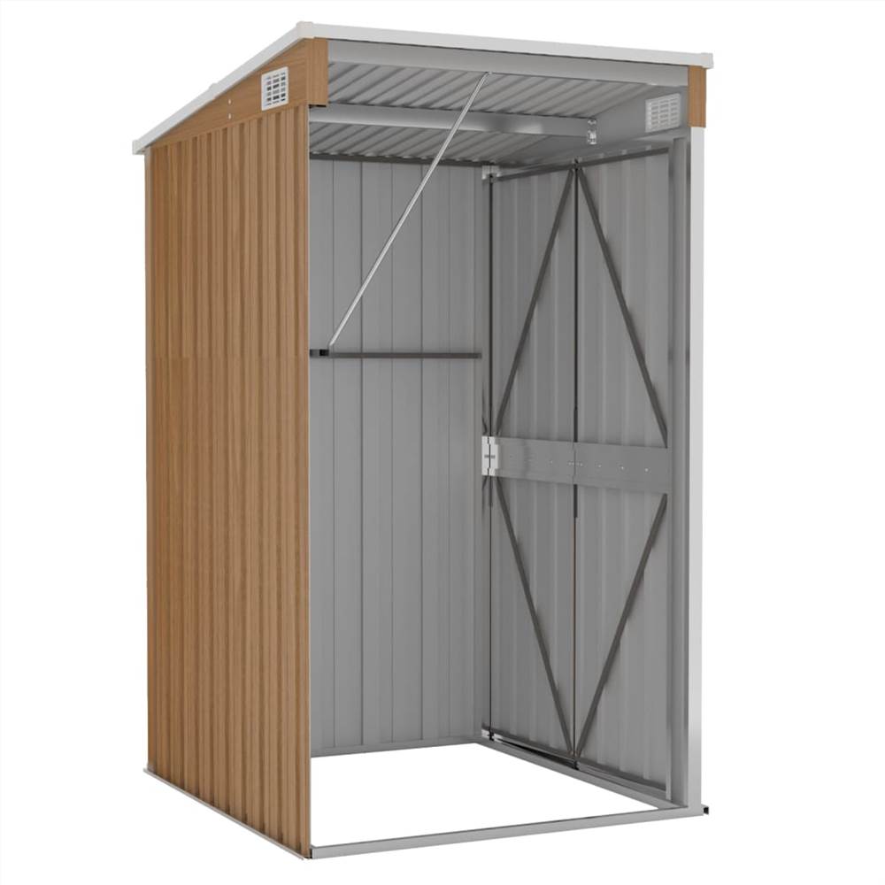 Wall-mounted Garden Shed Brown 118x100x178 Cm Galvanised Steel 13 Wall-mounted Garden Shed Brown 118x100x178 cm Galvanised Steel