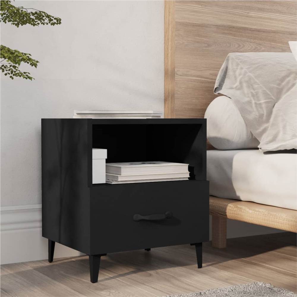 

Bedside Cabinet Black Engineered Wood