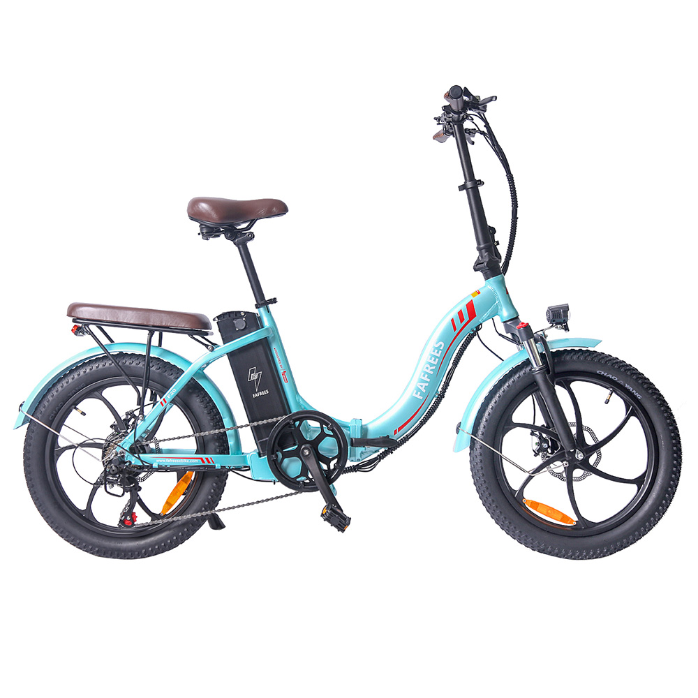 FAFREES F20 Pro Electric Bike 20*3.0 Inch Fat Tire 250W Brushless Motor 25Km/h Max Speed 7-Speed Gears With Removable 36V 18AH Lithium Battery 150KM  Max Range Double Disc Brake Folding Frame E-bike - Blue