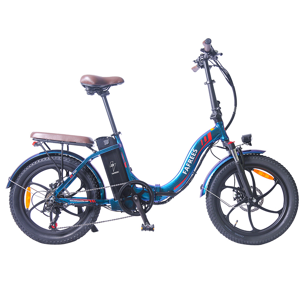 FAFREES F20 Pro Electric Bike 20*3.0 Inch Fat Tire 250W Brushless Motor 25Km/h Max Speed 7-Speed Gears With Removable 36V 18AH Lithium Battery 150KM  Max Range Double Disc Brake Folding Frame E-bike - Deep Blue