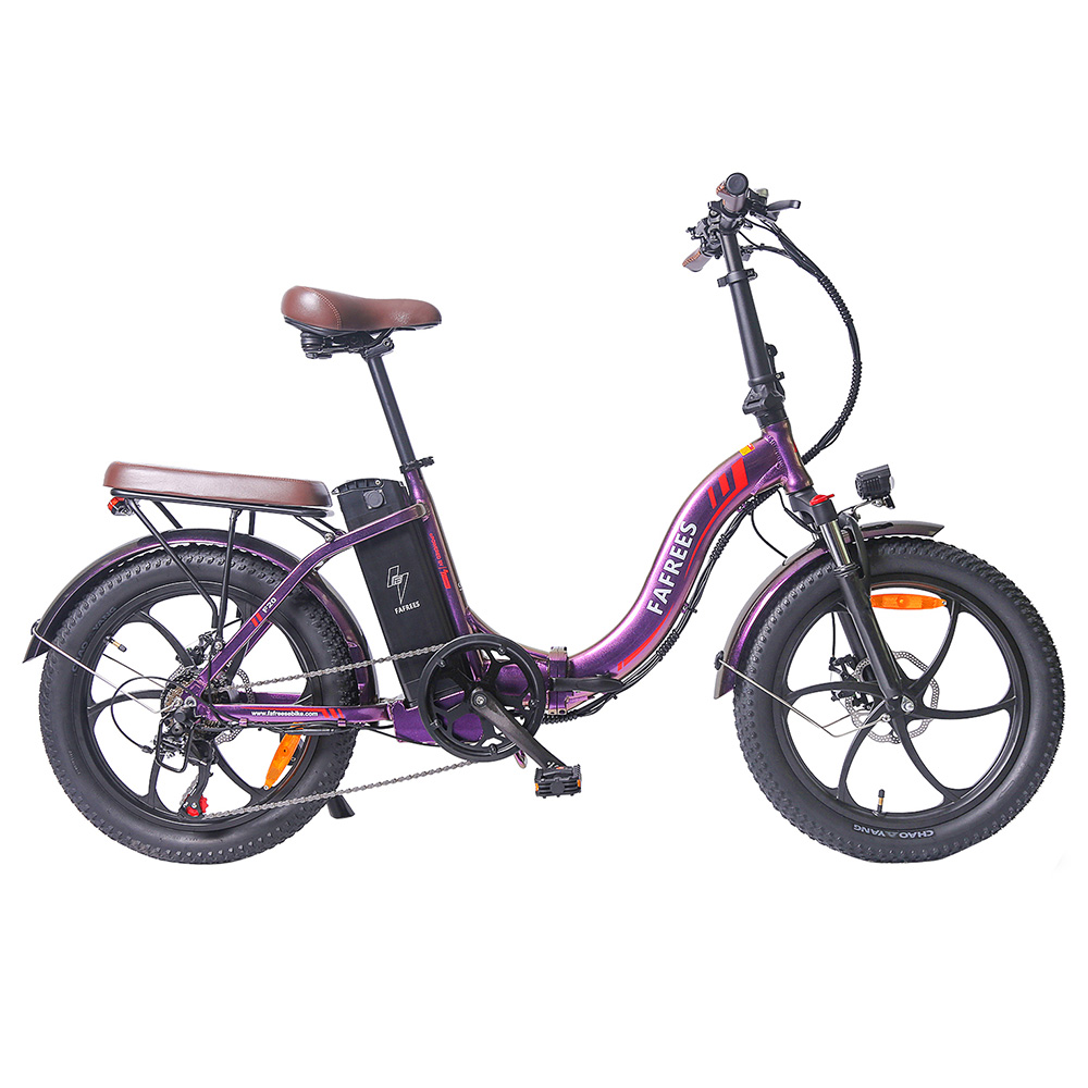 FAFREES F20 Pro Electric Bike 20*3.0 Inch Fat Tire 250W Brushless Motor 25Km/h Max Speed 7-Speed Gears With Removable 36V 18AH Lithium Battery 150KM  Max Range Double Disc Brake Folding Frame E-bike - Purple