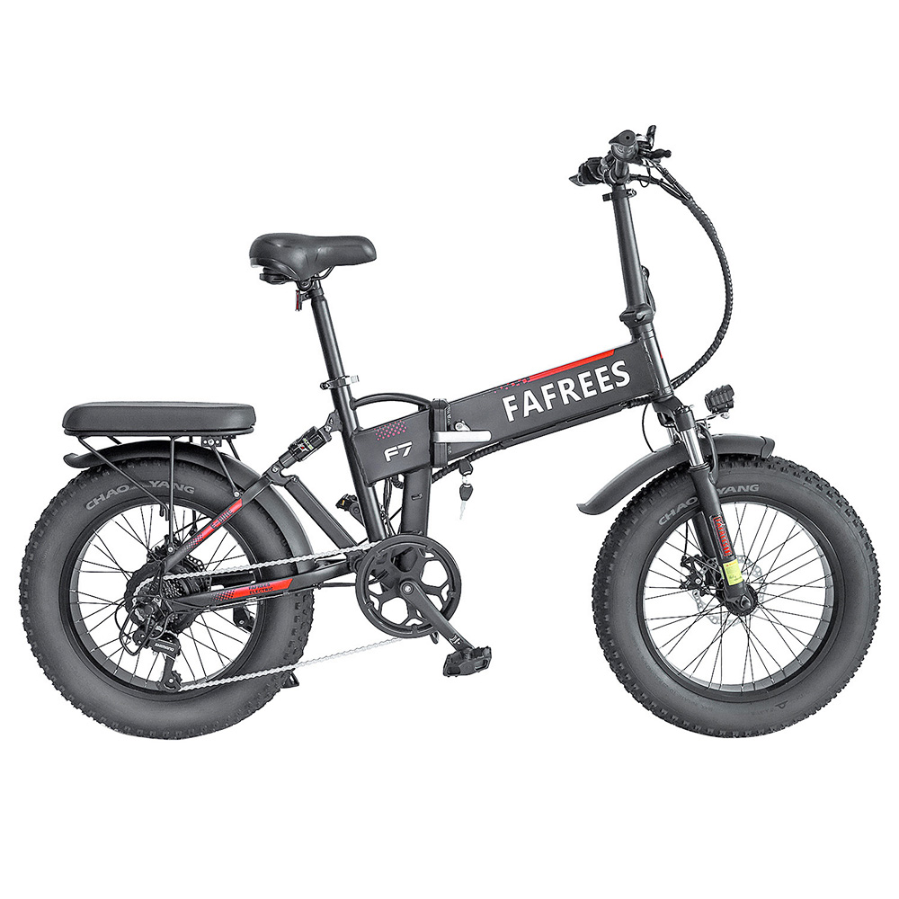 FAFREES F7 Folding Electric Bike 20*4.0 Chaoyang Fat Tires 750W Motor 35Km/h Max Speed Removable 48V 10Ah Lithium-Ion Battery 90KM Max Range Shimano 7-Speed Gears E-bike - Black