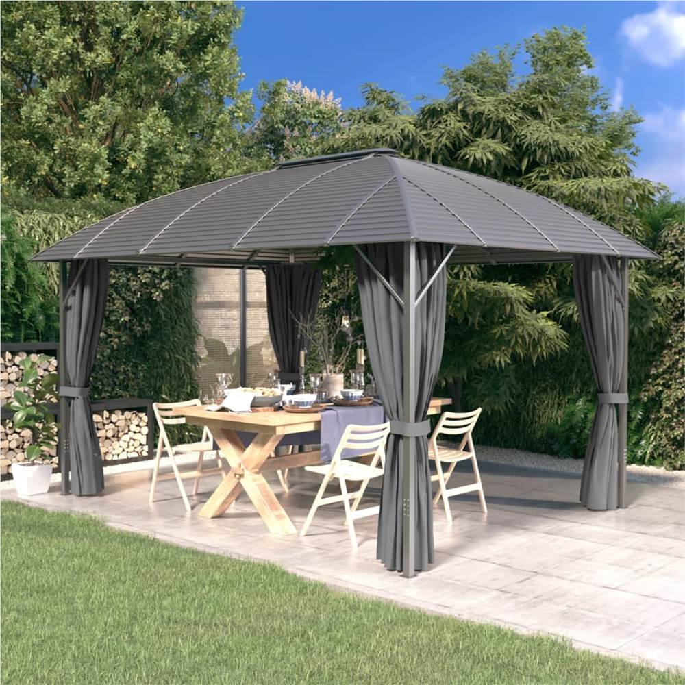 Gazebo with Sidewalls&Arch Roof 3x4 m Anthracite