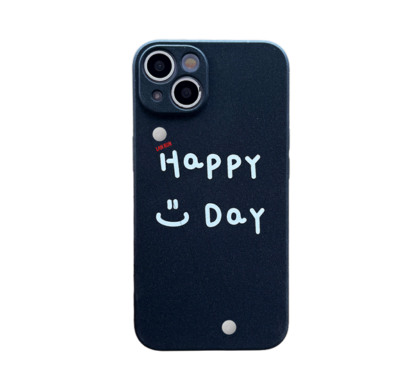 Happy Day English Finger Strap Funda protectora para teléfono para iPhone 13 - Negro