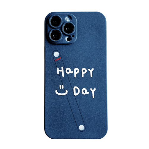 

Happy Day English Finger Strap Phone Protective Shell for iPhone 13 Pro MAX - Blue