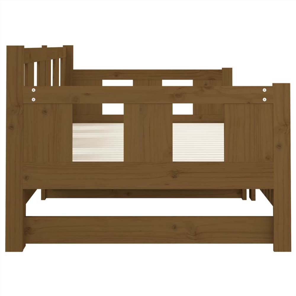Pullout Day Bed Honey Brown Solid Wood Pine 2x(90x200) cm