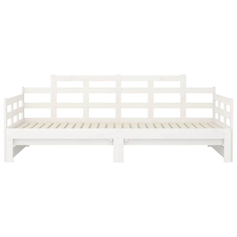 Pull-out Day Bed White Solid Wood Pine 2x(90x190) cm