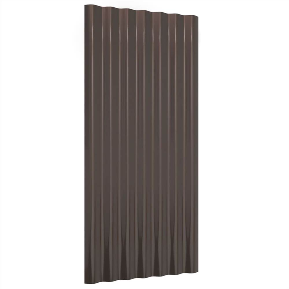 Roof Panels 36 pcs Powder-coated Steel Brown 80x36 cm