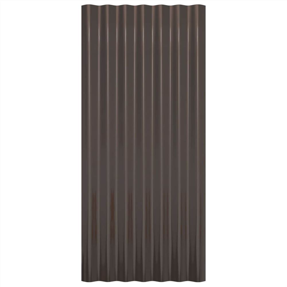 Roof Panels 36 pcs Powder-coated Steel Brown 80x36 cm
