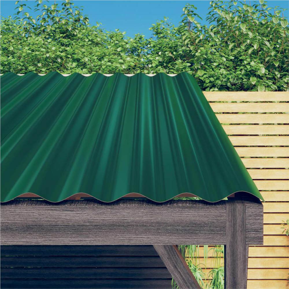 Roof Panels 36 pcs Powder-coated Steel Green 80x36 cm