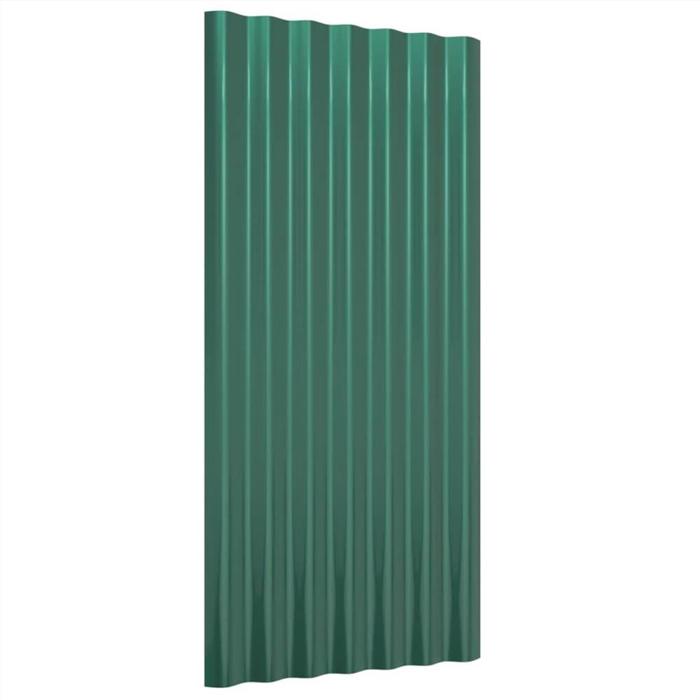 Roof Panels 36 Pcs Powder-coated Steel Green 80x36 Cm 10 Roof Panels 36 pcs Powder-coated Steel Green 80x36 cm