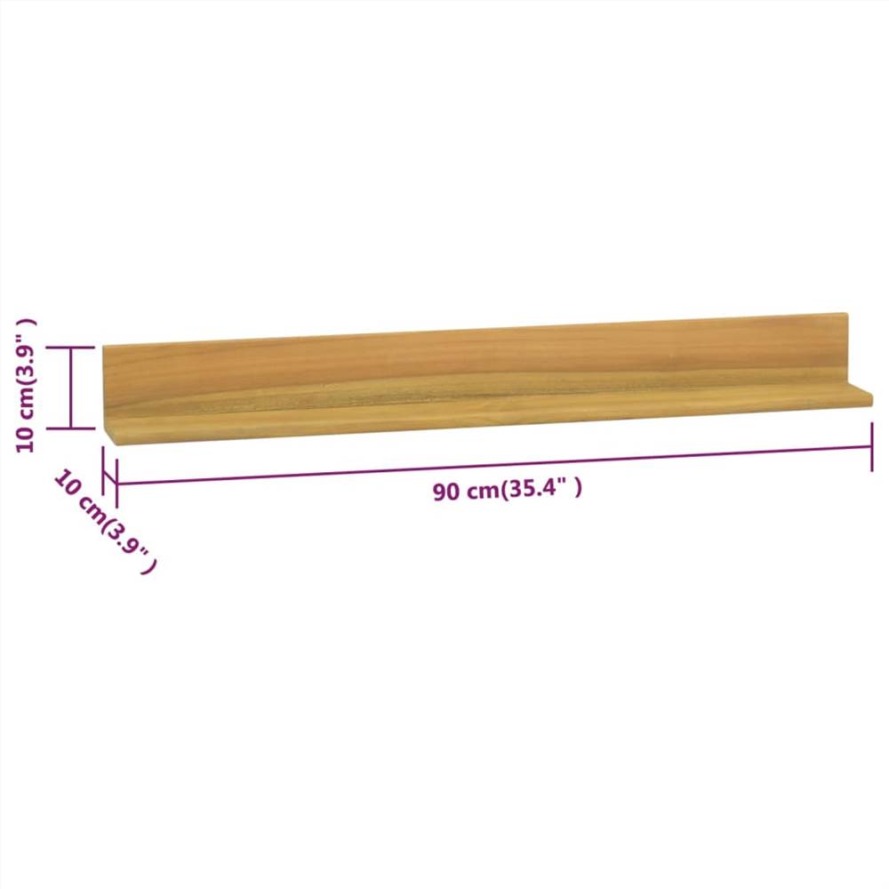 Wall Shelves 2 pcs 90x10x10 cm Solid Wood Teak