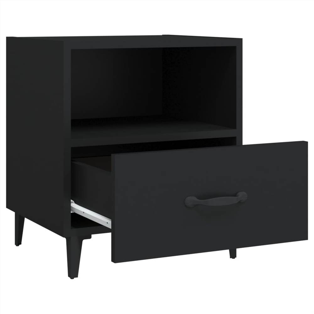 Bedside 2 pcs Black Engineered Wood