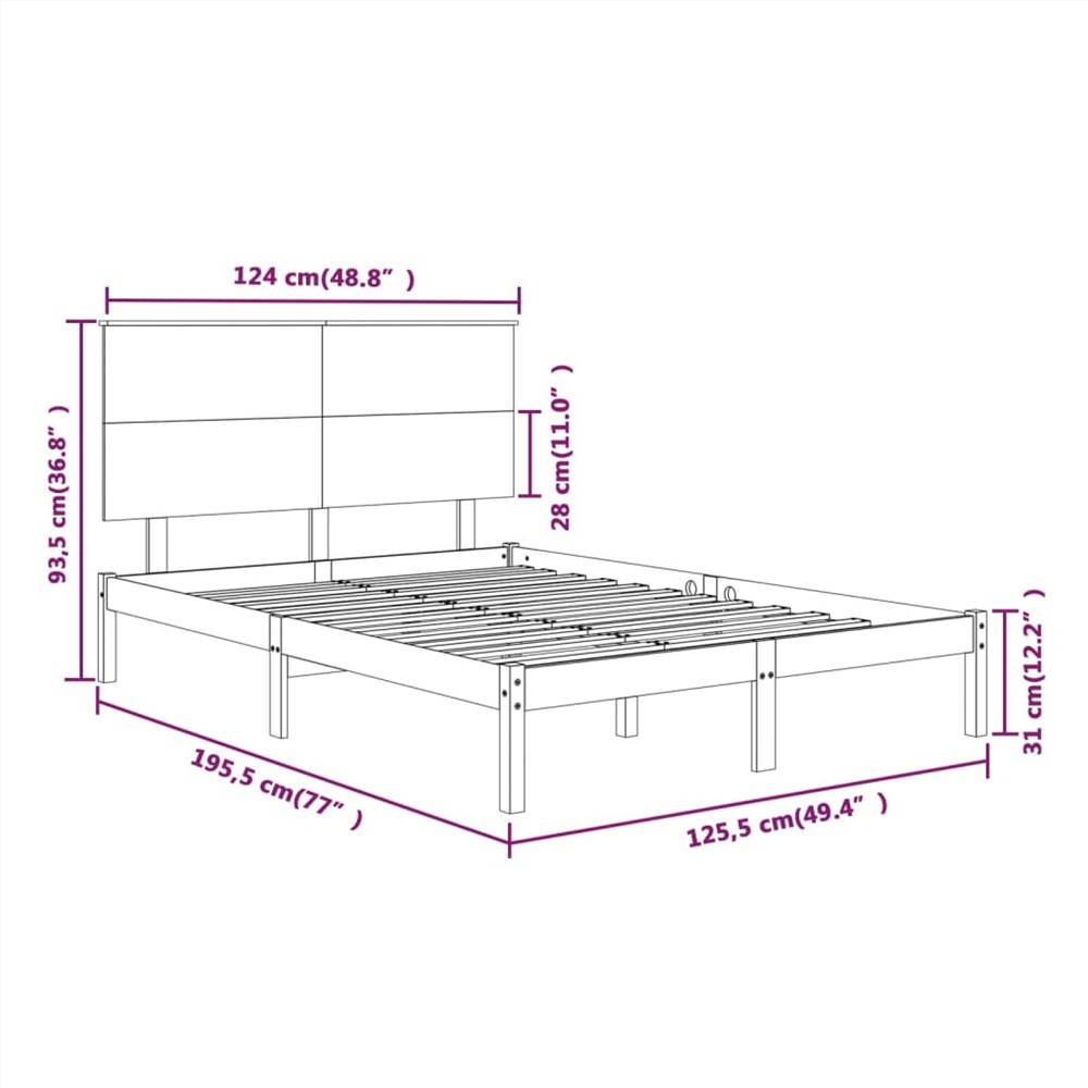Bed Frame Solid Wood 120x190 cm 4FT Small Double