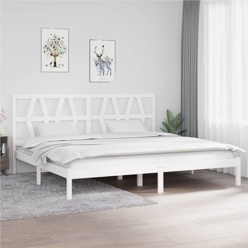 

Bed Frame White Solid Wood Pine 200x200 cm