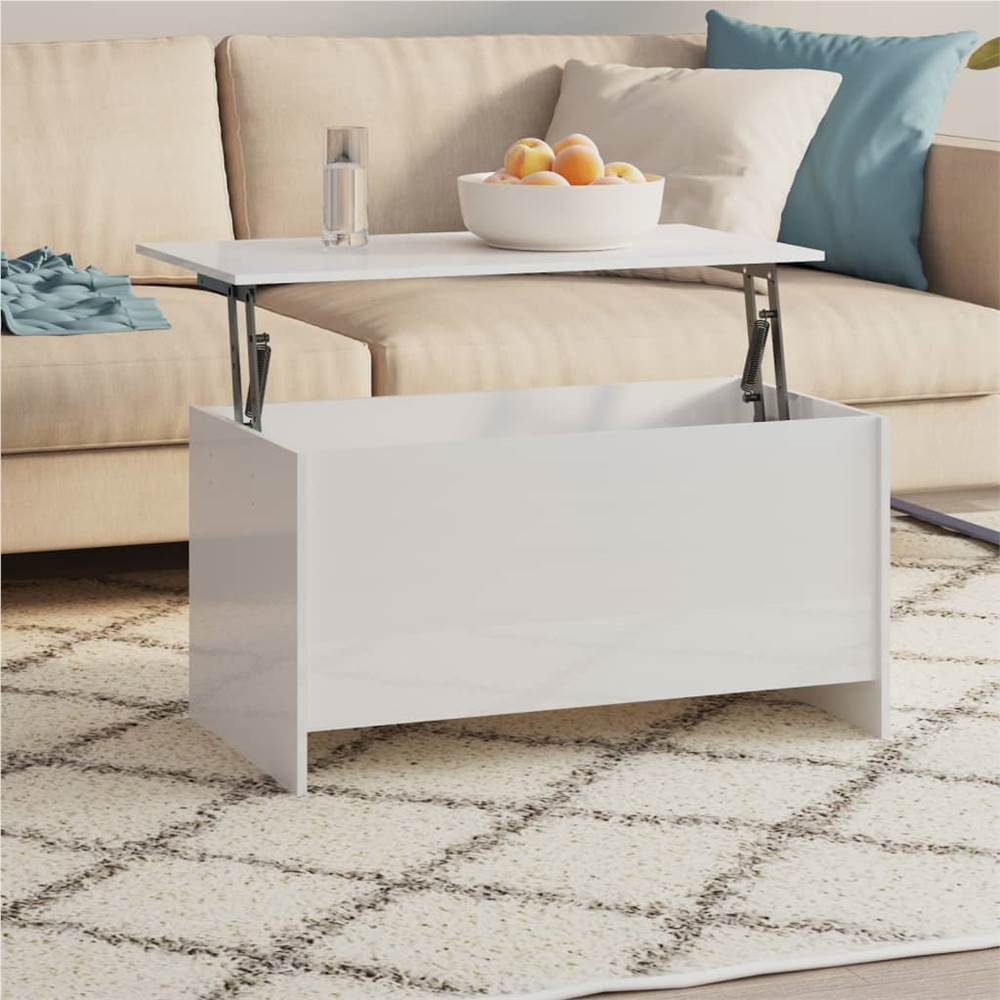 

Coffee Table High Gloss White 102x55.5x52.5 cm Engineered Wood