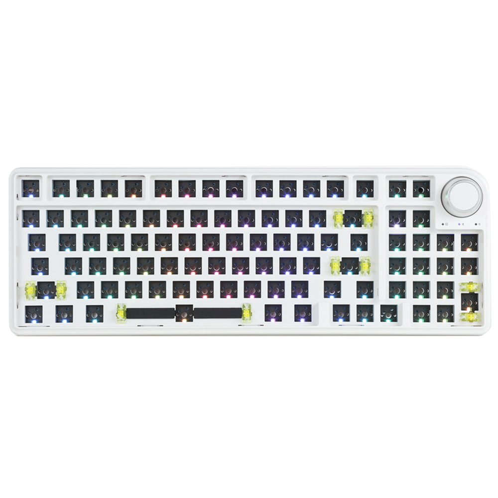 DUKHARO VN96 RGB Mechanical Gaming Keyboard, 96 Keys 96% DIY Kit Gasket Mount with Knob Control - White