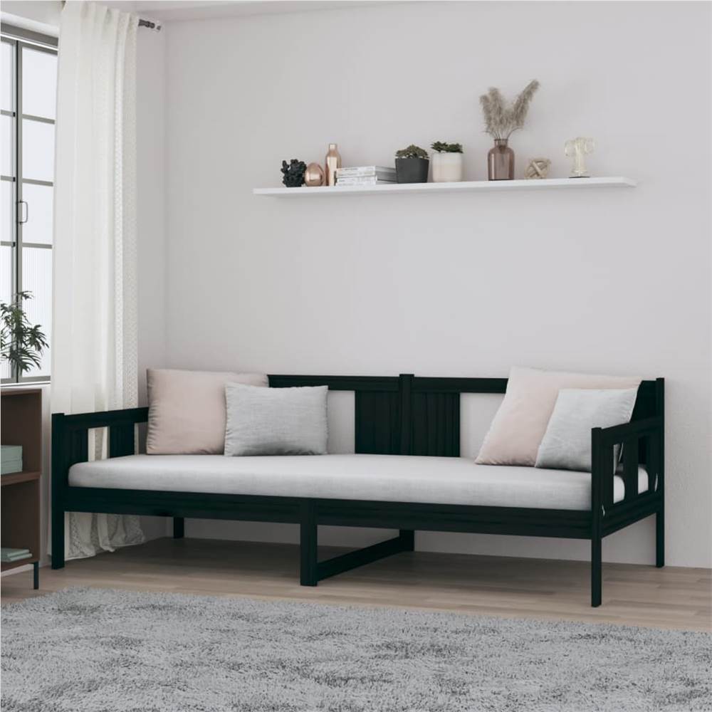 

Day Bed Black Solid Wood Pine 90x190 cm