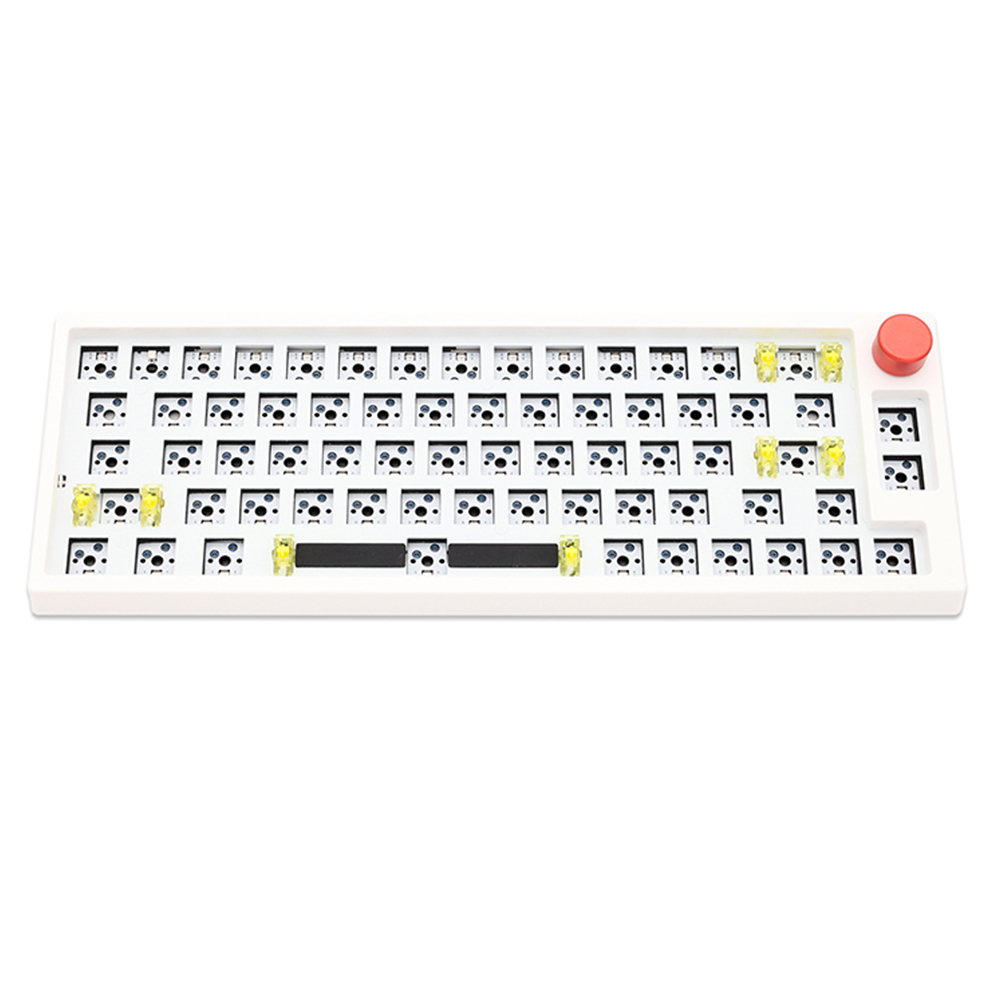 DUKHARO VN66 66 Tasten 65% DIY-Kit Mechanische RGB-Gaming-Tastatur mit Dichtungshalterung und Knopfsteuerung – Weiß
