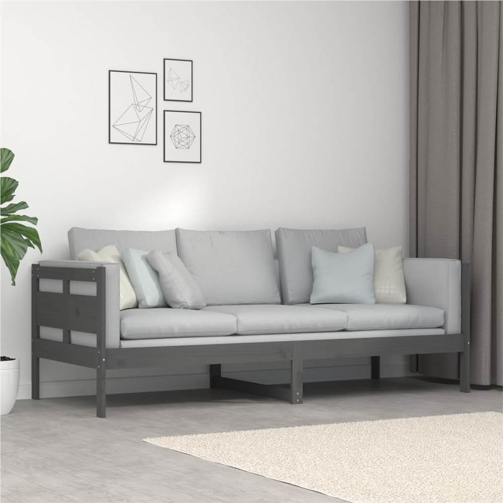 Day Bed Grey Solid Wood Pine 80x200 Cm 14 Day Bed Grey Solid Wood Pine 80x200 cm
