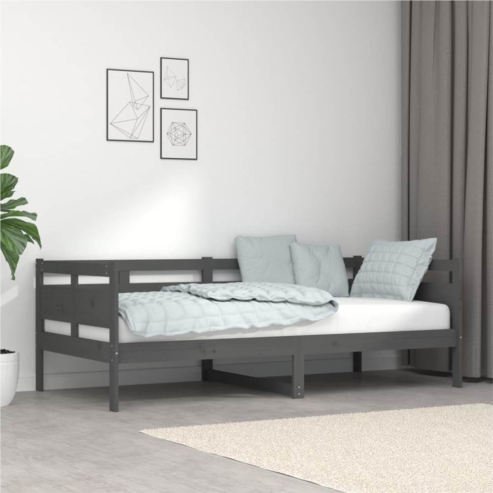

Day Bed Grey Solid Wood Pine 90x190 cm