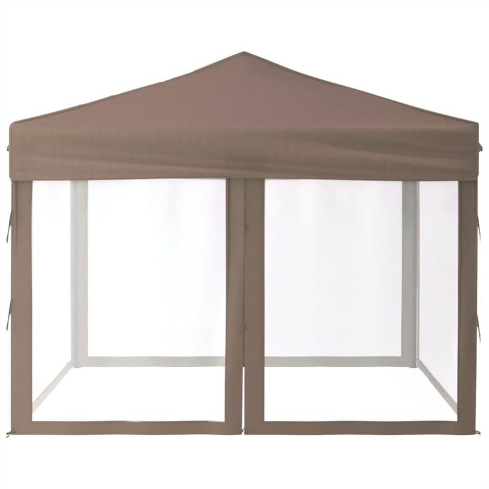 Folding Party Tent with Sidewalls Taupe 3x3 m