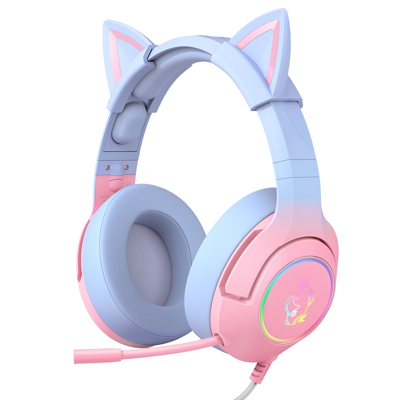Onikuma K9 CAT ELF Gaming-Headset mit abnehmbaren Cat Ears Noise Cancelling-Kopfhörern Limited Edition