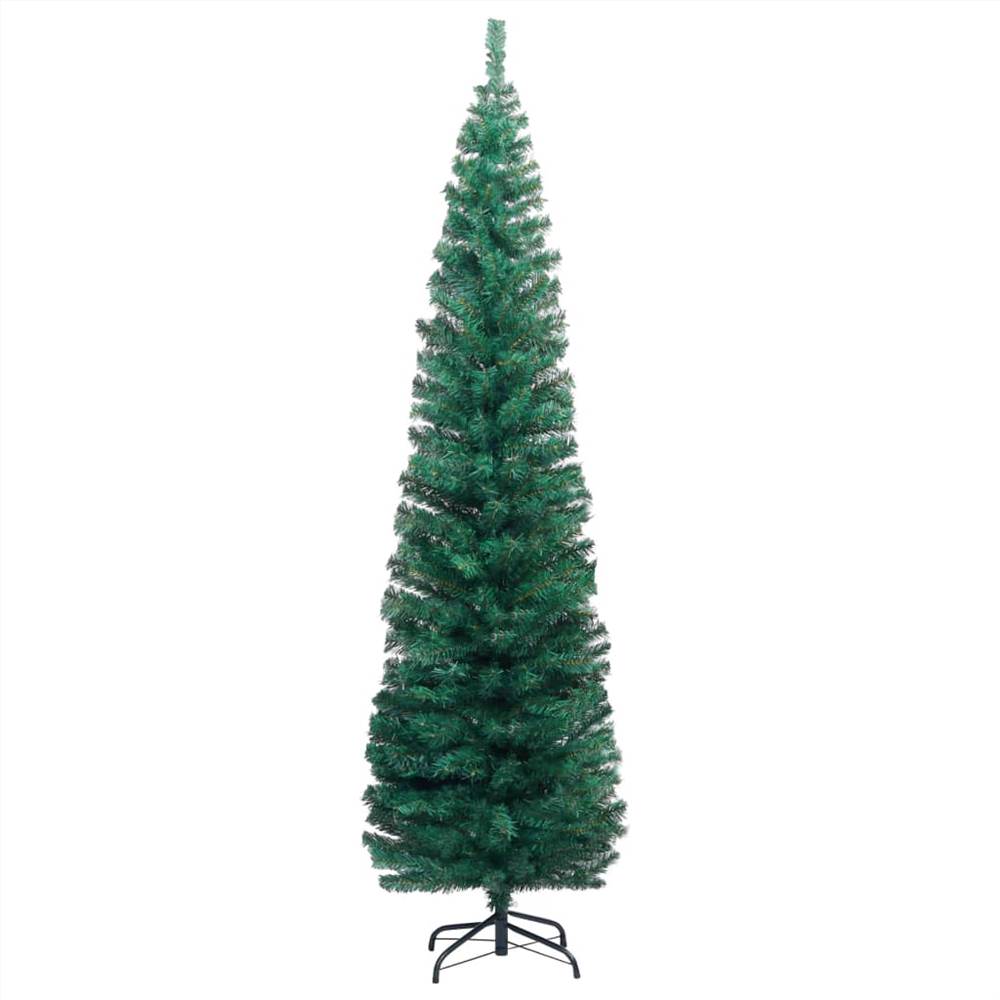 Slim Artificial Christmas Tree with Stand Green 210 cm PVC