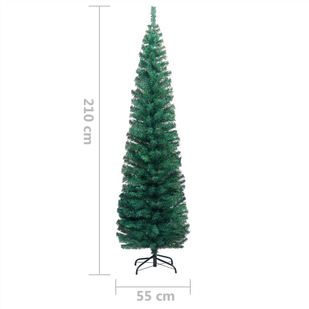 Slim Artificial Christmas Tree with Stand Green 210 cm PVC
