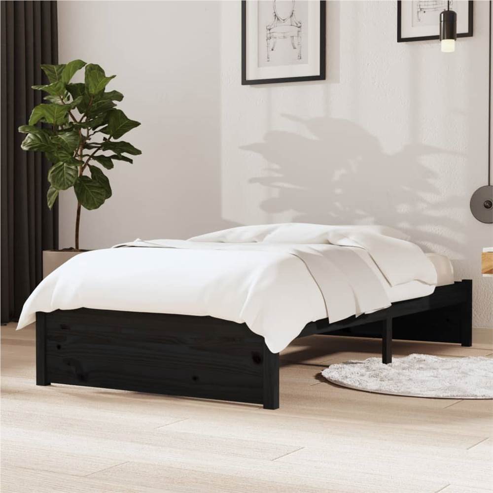 

Bed Frame Black Solid Wood 100x200 cm