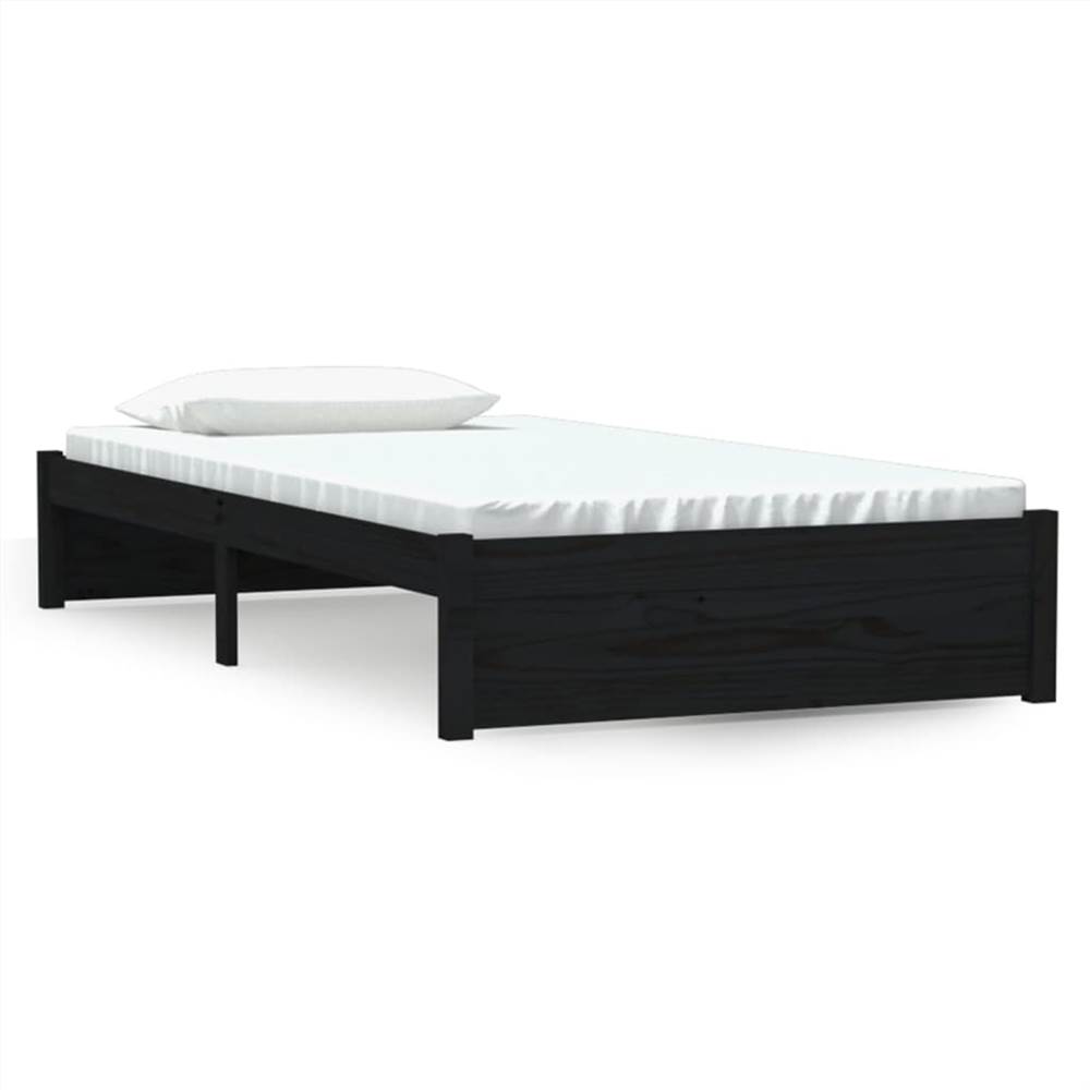 Bed Frame Black Solid Wood 100x200 Cm 7 Bed Frame Black Solid Wood 100x200 cm