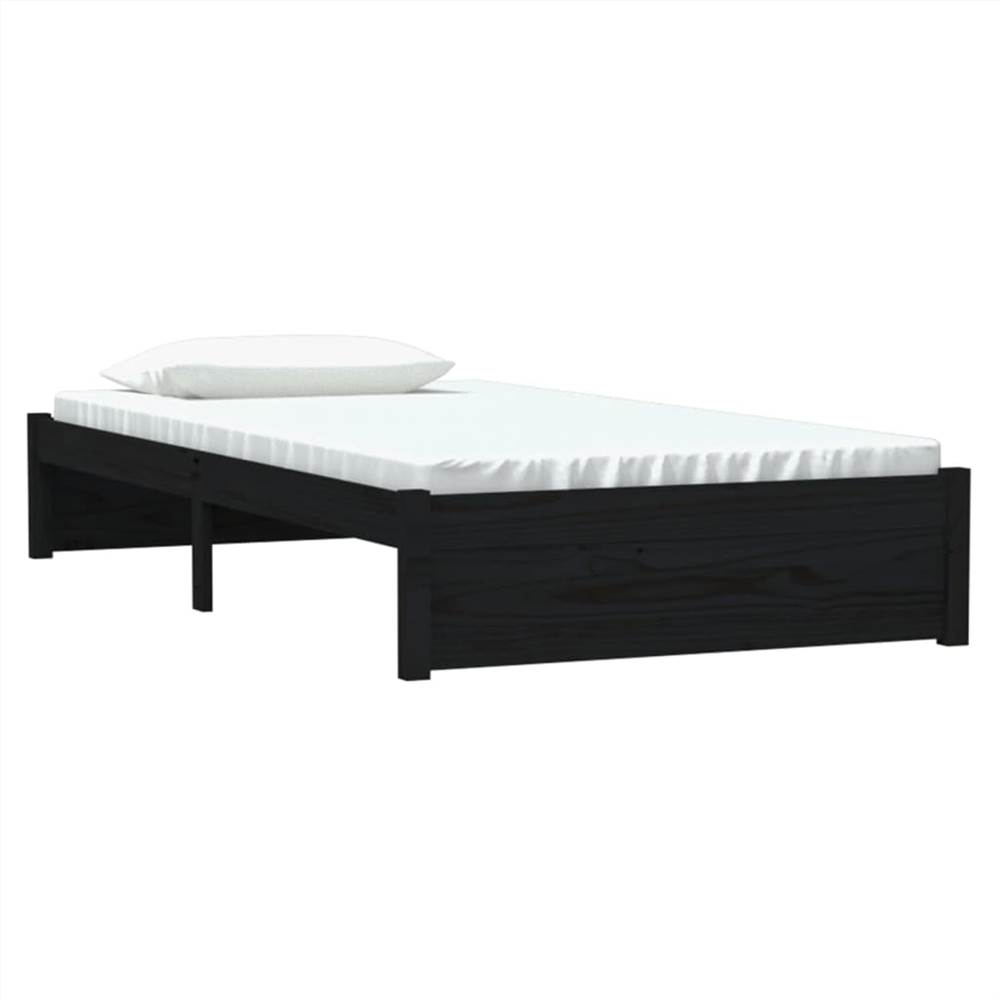 Bed Frame Black Solid Wood 100x200 Cm 8 Bed Frame Black Solid Wood 100x200 cm