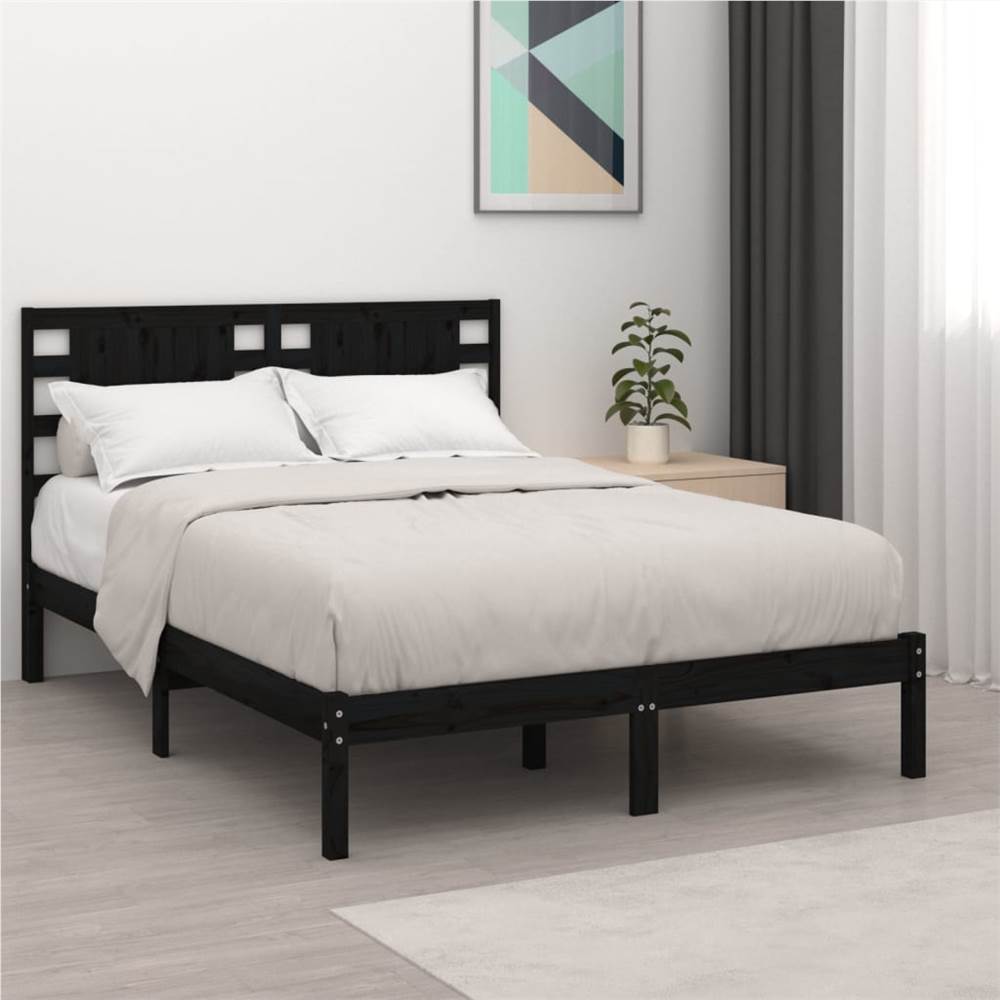 

Bed Frame Black Solid Wood Pine 160x200 cm