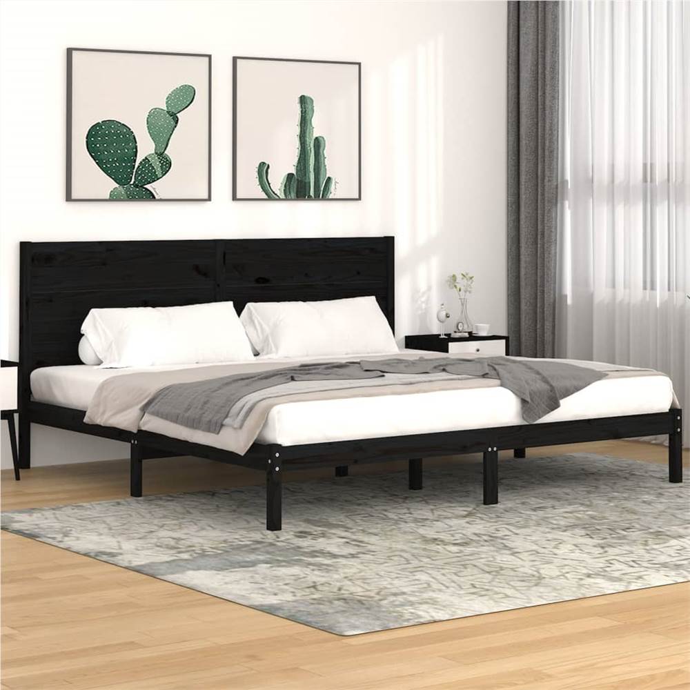 

Bed Frame Black Solid Wood Pine 200x200 cm