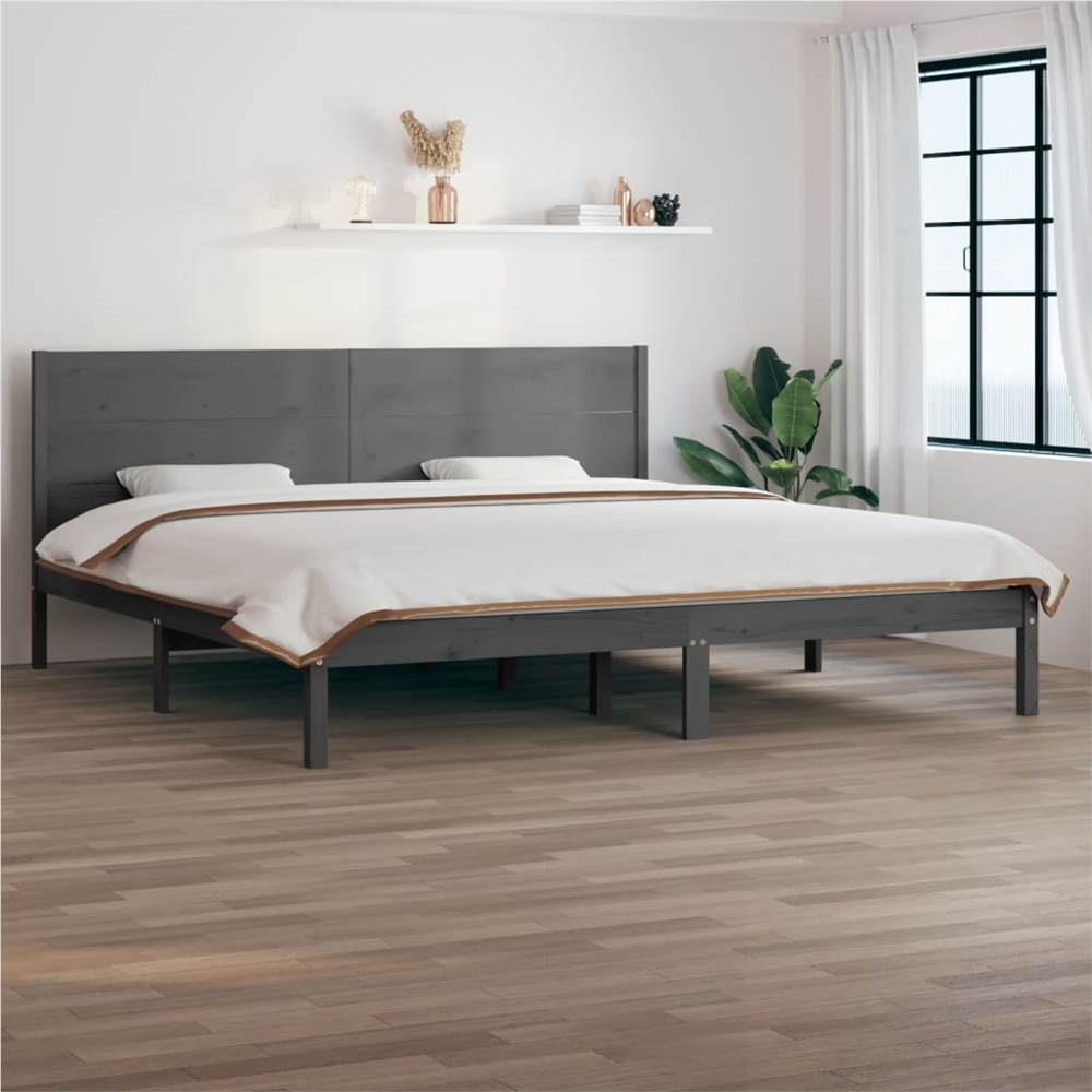 

Bed Frame Grey Solid Wood Pine 200x200 cm