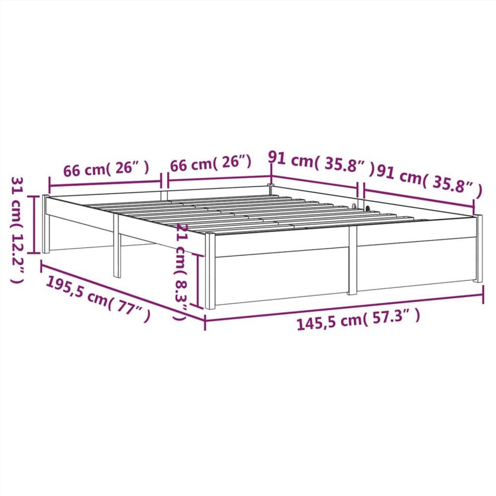 Bed Frame Honey Brown Solid Wood 140x190 cm